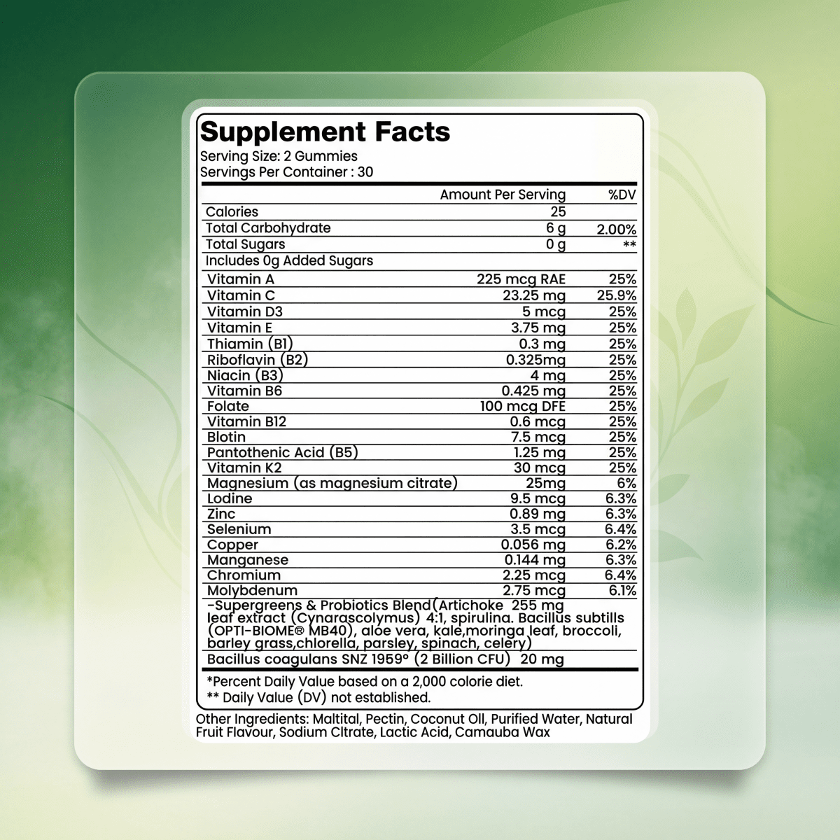 Heva Daily Greens Gummies - Probiotics and Sugar Free - Heva