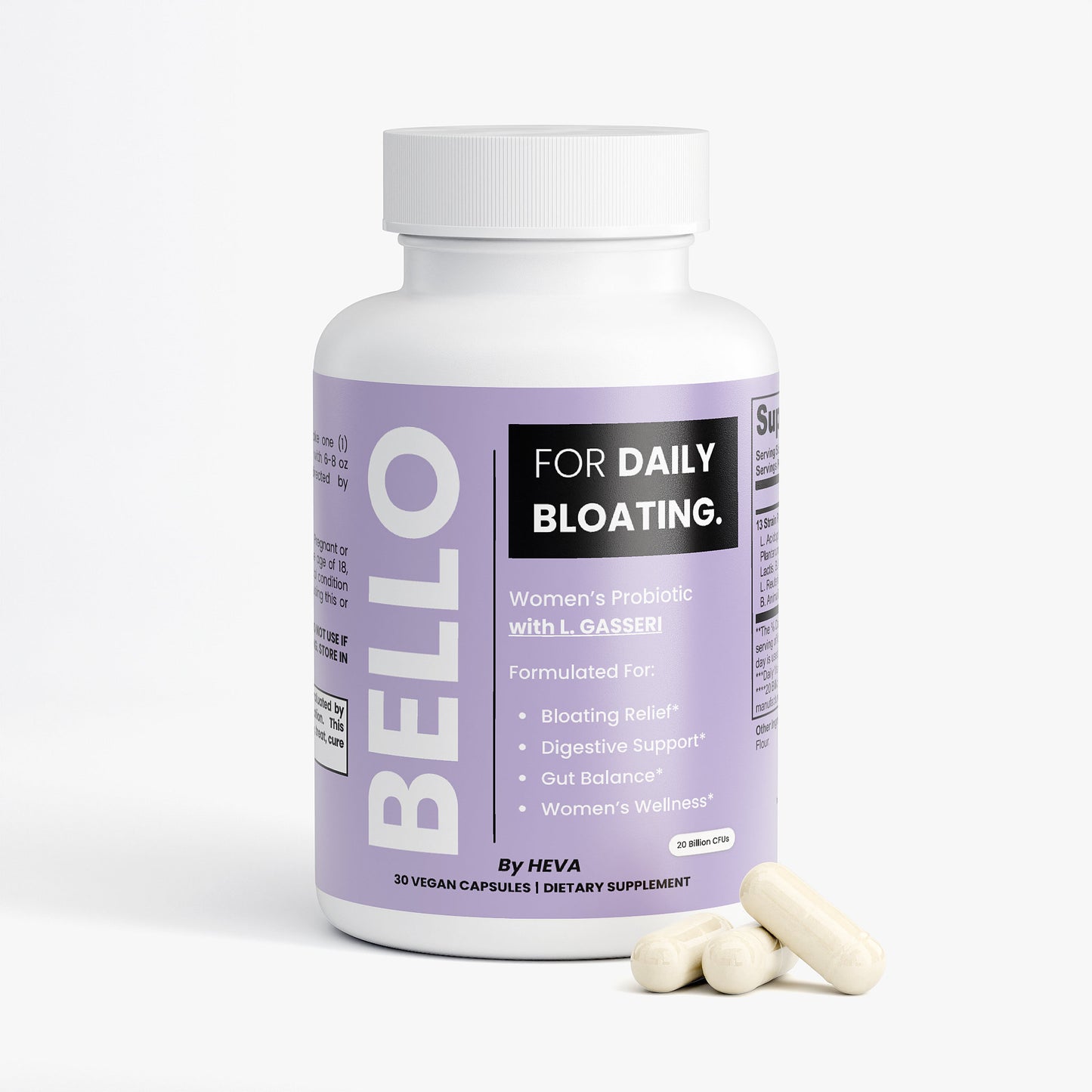 Bello by Heva Women's Probiotic with L. Gasseri - For Daily Bloating
