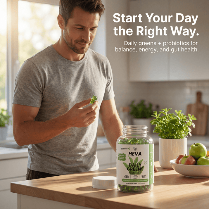 Heva Daily Greens Gummies - Probiotics and Sugar Free - Heva
