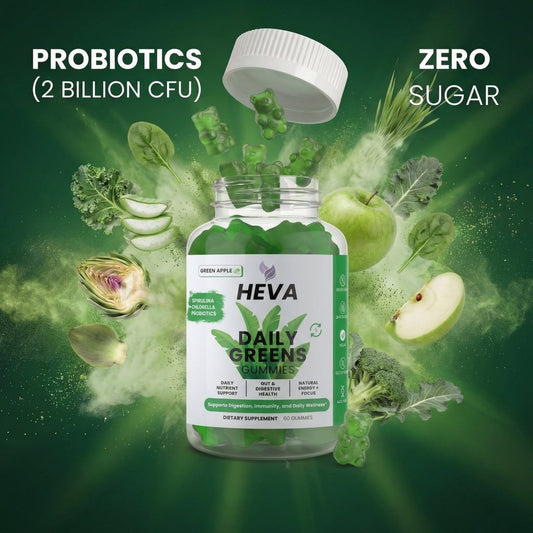 Heva™ Daily Greens Gummies - Probiotics and Sugar Free - Heva