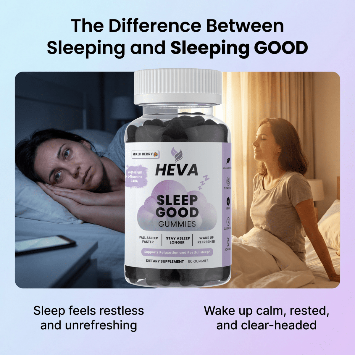 Heva™ Sleep Good Gummies - Melatonin Free and Sugar Free - Heva